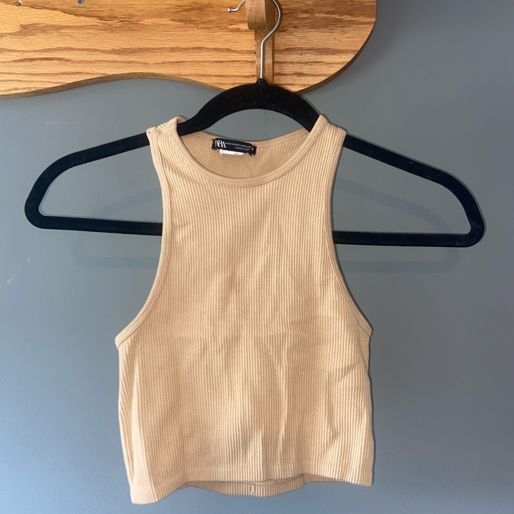 Zara ribbed tan shirt